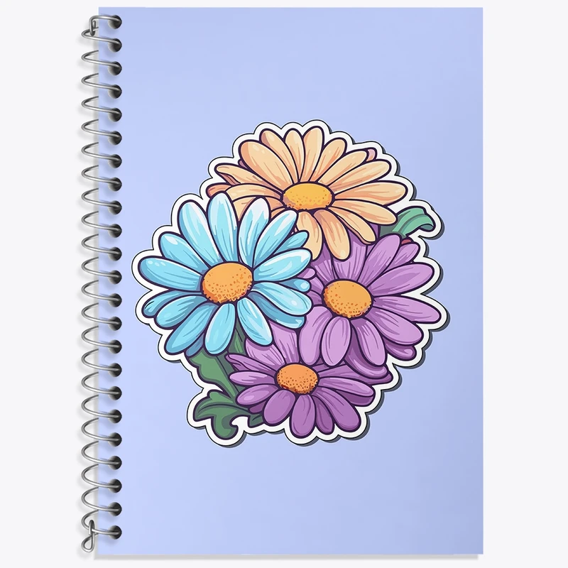 دفتر زبان 50 برگ خندالو مدل دو خط طرح گل و گیاه کد 36593