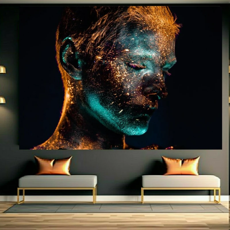 پوستر طرح مخمل آرایشگاه مردانه مدل فانتزی رنگی کد BK23813