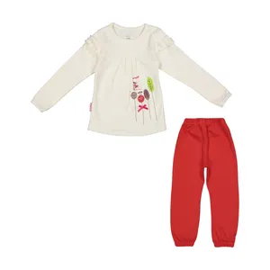 ست تی شرت آستین بلند و شلوار دخترانه آدمک مدل 2171278-01