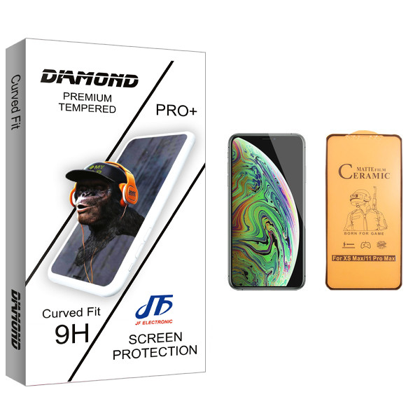 محافظ صفحه نمایش سرامیکی جی اف مدل Diamond glass مناسب برای گوشی موبایل اپل iPhone XS Max