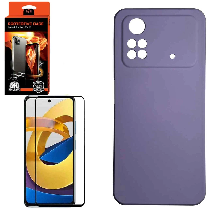 کاور کینگ کونگ مدل سیلیکون مناسب برای گوشی موبایل شیائومی Poco M4 Pro 4G به همراه محافظ صفحه نمایش