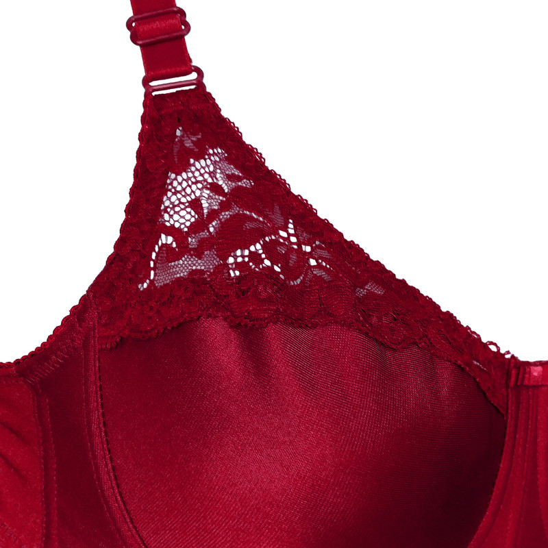 سوتین زنانه مدل پرلون کد 01-303 رنگ زرشکی