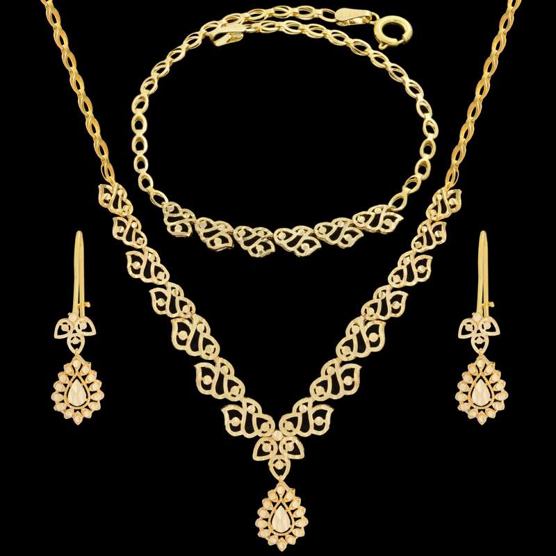 نیم ست طلا 18 عیار زنانه طلای مستجابی مدل طلوع کد 015