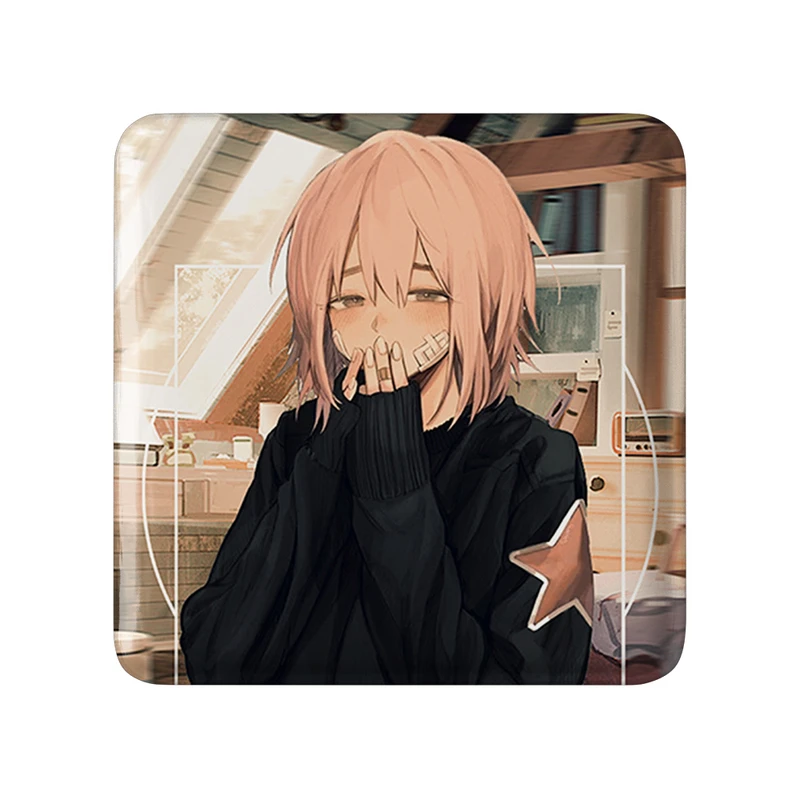 مگنت خندالو طرح دختر انیمه ای  مدل مربعی کد 18037