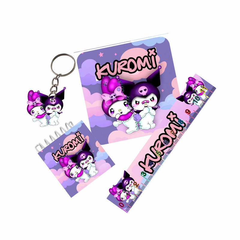 بسته لوازم تحریر مدل کرومی و ملودی کد new6 مجموعه 4 عددی