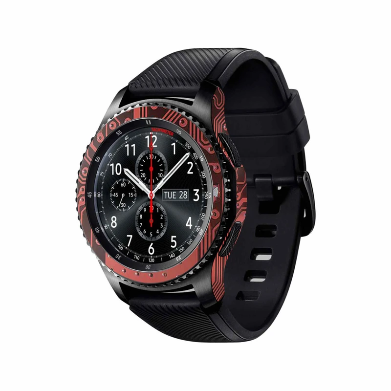 برچسب ماهوت طرح Red-Printed-Circuit-Board مناسب برای ساعت هوشمند سامسونگ Galaxy Gear S3 Frontier