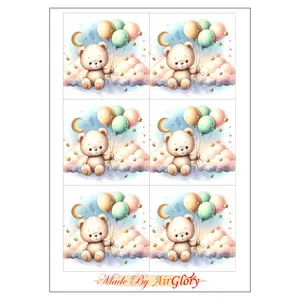 برچسب ایرگلوری مدل برش نخورده طرح خرسی کد 1414 بسته 6 عددی