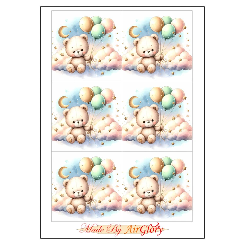 برچسب ایرگلوری مدل برش نخورده طرح خرسی کد 1414 بسته 6 عددی