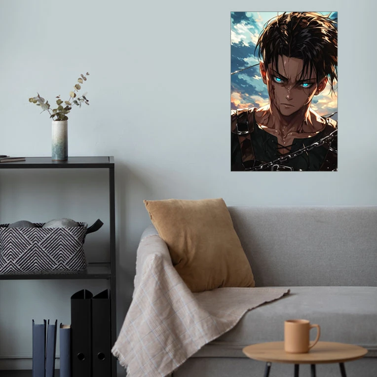 پوستر گوفی مدل کاپیتان لیوای اکرمن فرمانده اسکات ها اتک آن تایتان طرح Levi Ackerman Attack on Titan Anime AOT کد EYE85