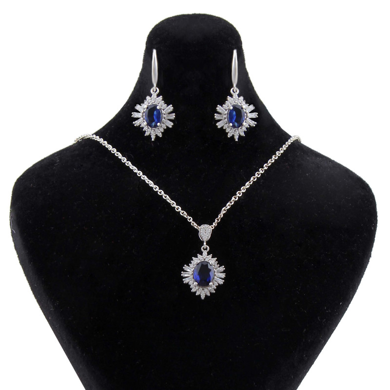 نیم ست نقره زنانه بازرگانی میلادی مدل سنگ کوارتز نگین برلیان بدون ریزش آبکاری رادیوم کد NTR_489