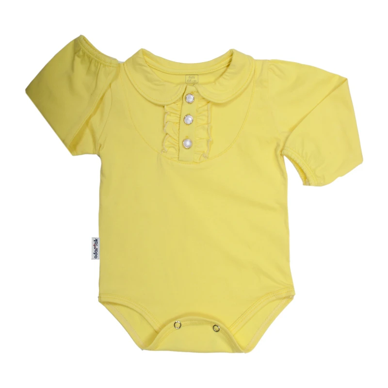 بادی آستین بلند نوزادی آدمک مدل یقه ب ب قاپک چیندار کد 17859