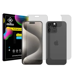 Arka Glass Tough model transparent screen protector suitable for Apple iPhone 15 Pro Max mobile phone along with the back of the phone protector