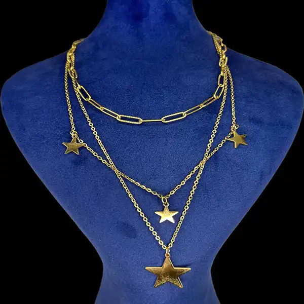 گردنبند زنانه مدل سه لاین ستاره