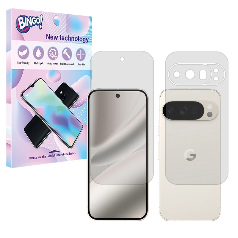 محافظ صفحه نمایش شفاف بینگو مدل Tough مناسب برای گوشی موبایل گوگل Pixel 10 Pro به همراه محافظ پشت گوشی