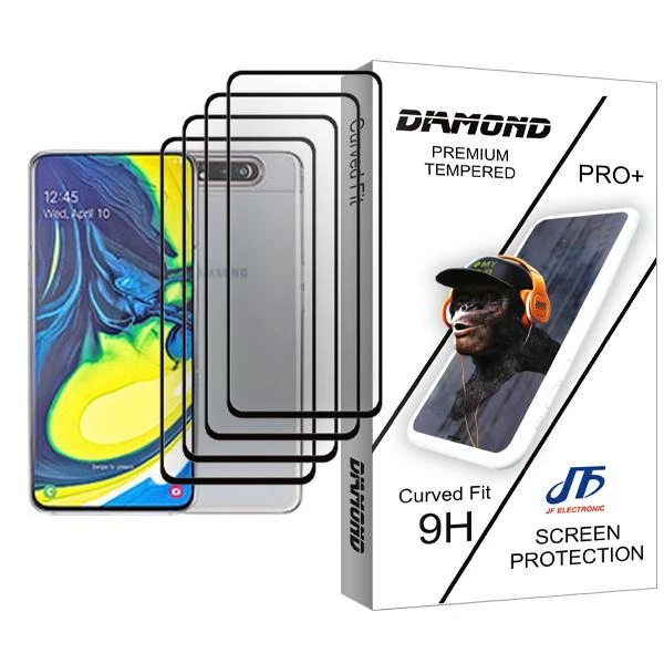 محافظ صفحه نمایش جی اف مدل Diamond Glass MIX004 مناسب برای گوشی موبایل سامسونگ Galaxy A80 بسته چهار عددی