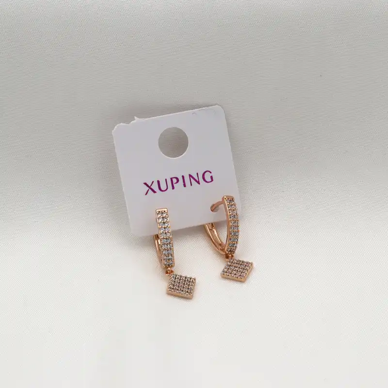 گوشواره زنانه ژوپینگ مدل لوزی نگینی کد TE-201