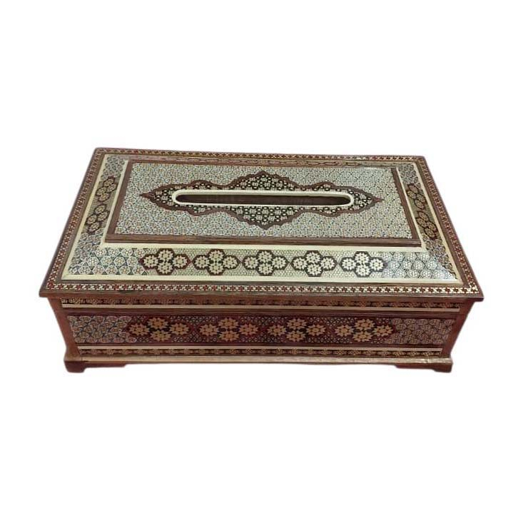 جعبه دستمال کاغذی خاتم کاریچوبیمدل کلبه کد 46