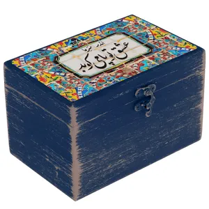 جعبه هدیه دست‌ساز مدل سنتی طرح کاشی کد WB052