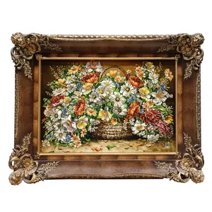 تابلو فرش دستباف مدل گل سبد حصیری کد 126