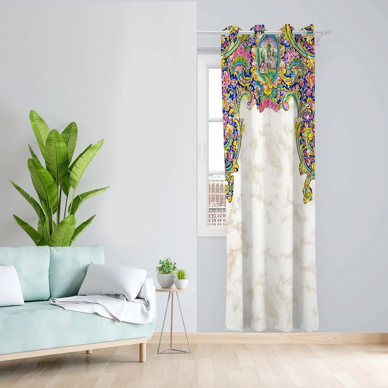 پرده طرح سنتی مدل مخمل پانچی کد 5253 z سایز 140x200 سانتی متر