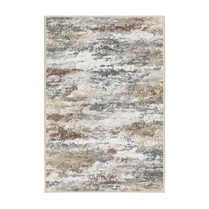 فرش ماشینی 1000 شانه اورکوم زمینه کرم حاشیه قهوه ای طرح مینیمال دلتا کد  OR.1122.02