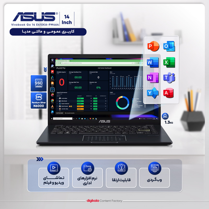 لپ تاپ 14 اینچی ایسوس مدل Vivobook Go 14 E410KA-PM464-Pentium Silver N6000-4GB DDR4-64GB eMMC-TN-W لپ تاپ 14 اینچی ایسوس مدل Vivobook Go 14 E410KA-PM464-Pentium Silver N6000-4GB DDR4-64GB eMMC-TN-W