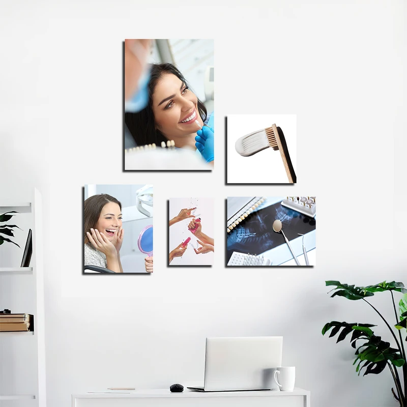 تابلو شاسی بکلیت طرح لبخند و دندانپزشکی مدل SH-3180 مجموعه 5 عددی