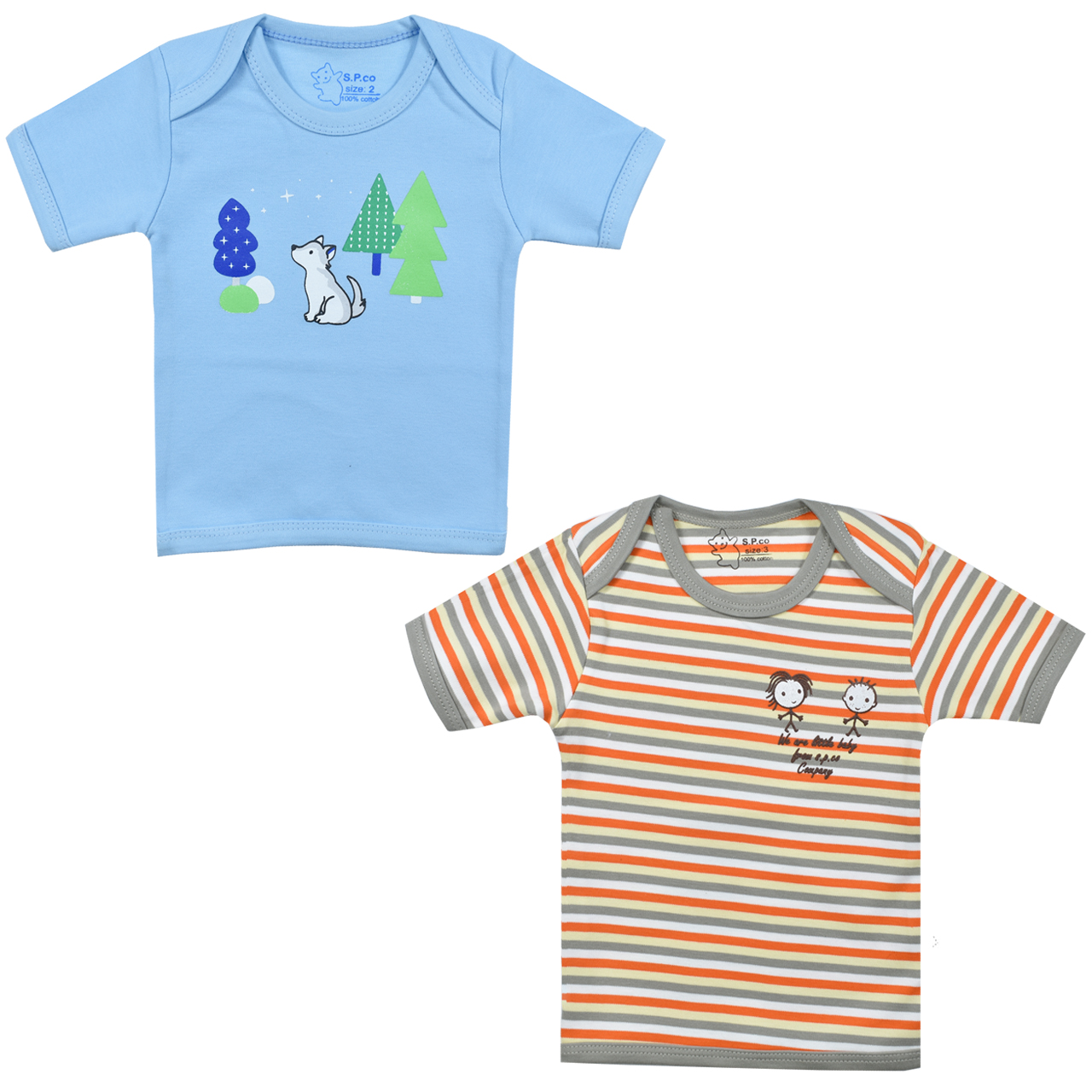 تی شرت آستین کوتاه نوزادی اسپیکو کد 300 -4 بسته دو عددی