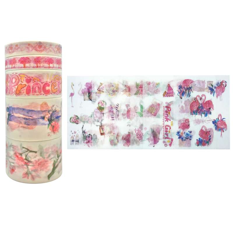 چسب کاغذی مدل واشی طرح Spiring Flowers عرض 3 سانتی متر مجموعه 14 عددی