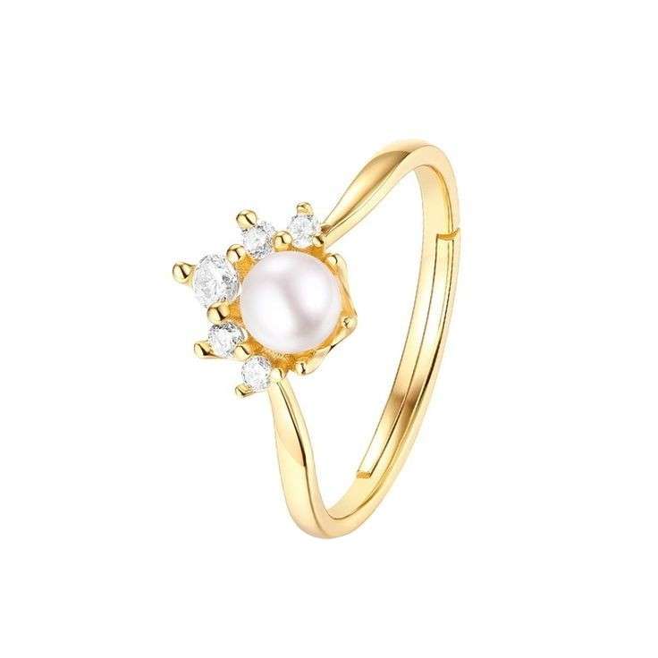  انگشتر طلا 18 عیار زنانه قیراط طرح مروارید کد GH4462