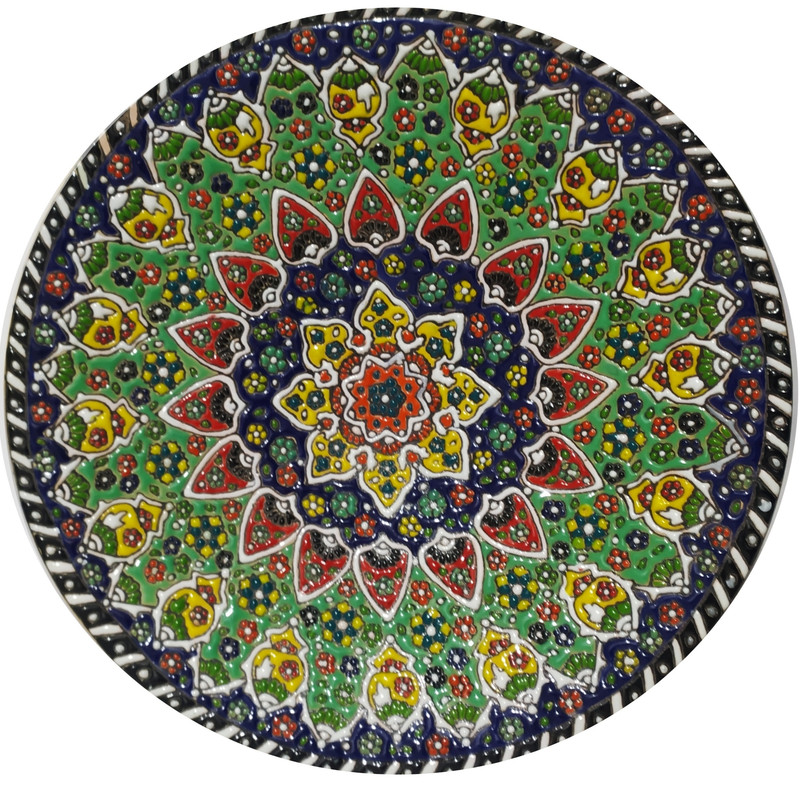 بشقاب مینا کاری سفالی کد 46