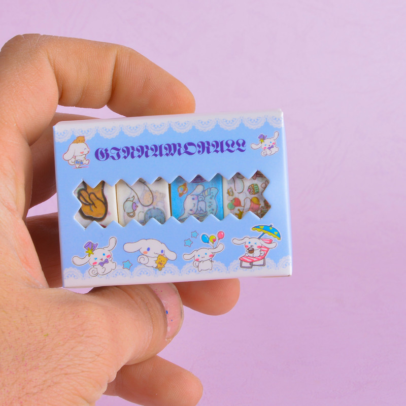 چسب نواری مدل واشی طرح ملودی و دوستان عرض 1.5 سانتی متر بسته 4 عددی