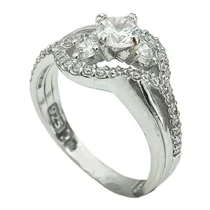 انگشتر نقره زنانه مدل جواهری سولیتر نگین دار JW5028