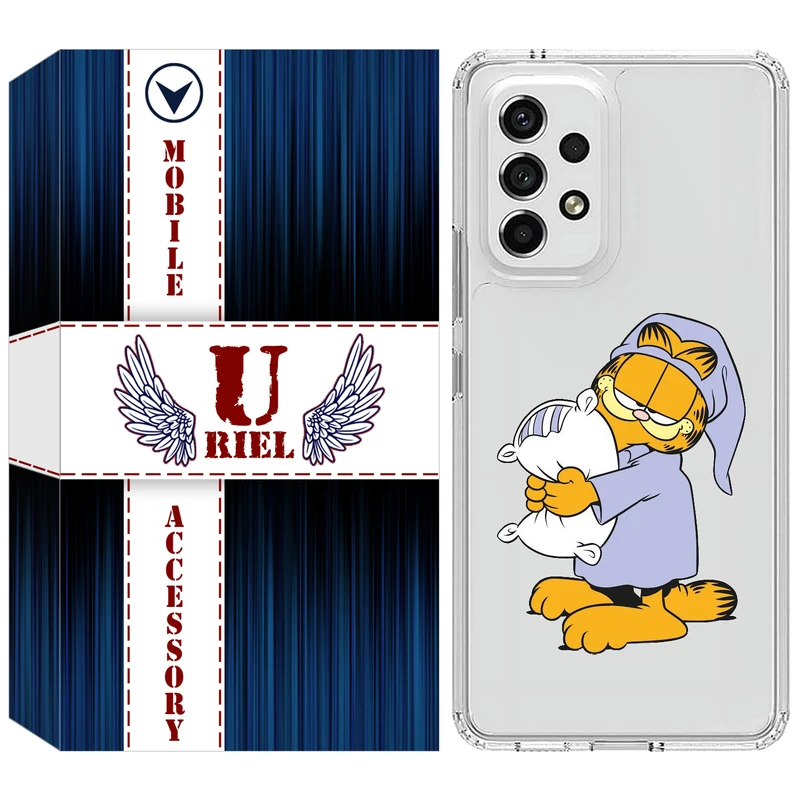کاور یوریل قاب مدل Clear کد 73 طرح گارفیلد خوابالو مناسب برای گوشی موبایل سامسونگ Galaxy A13 4G