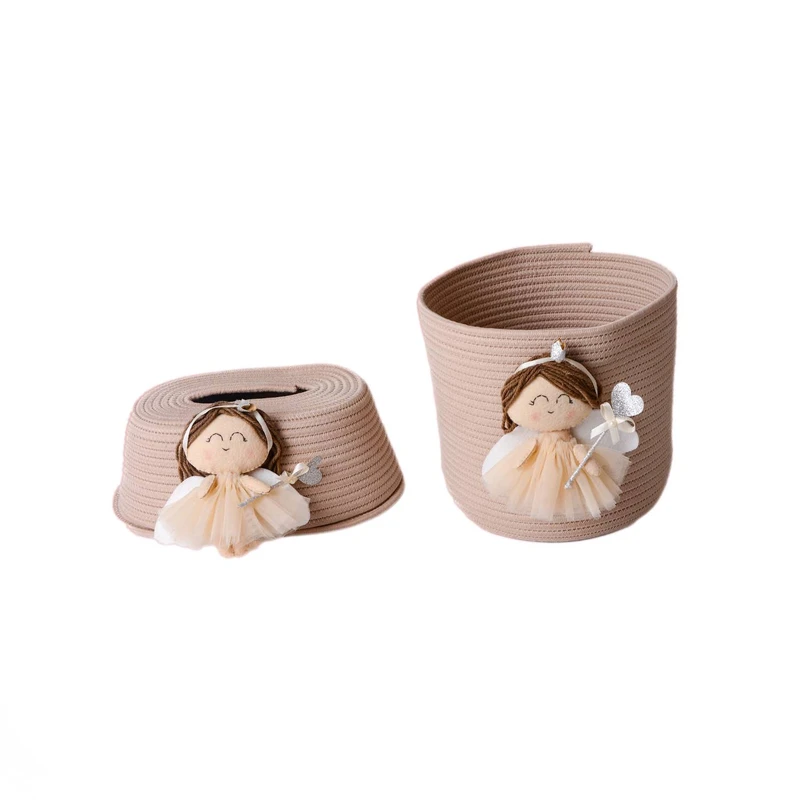 ست سطل و دستمال اتاق کودک مدل فرشته کد 0373