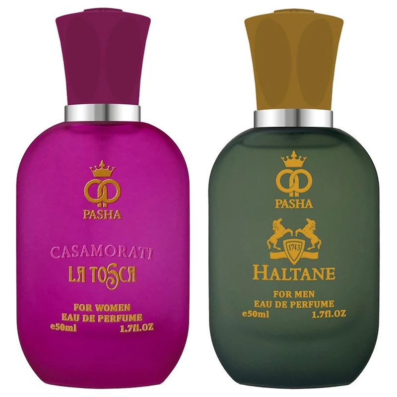 ادوپرفیوم پاشا مدل هالتان و لاتوسکا با رایحه گرم حجم 50 میلی‌لیتر بسته 2 عددی
