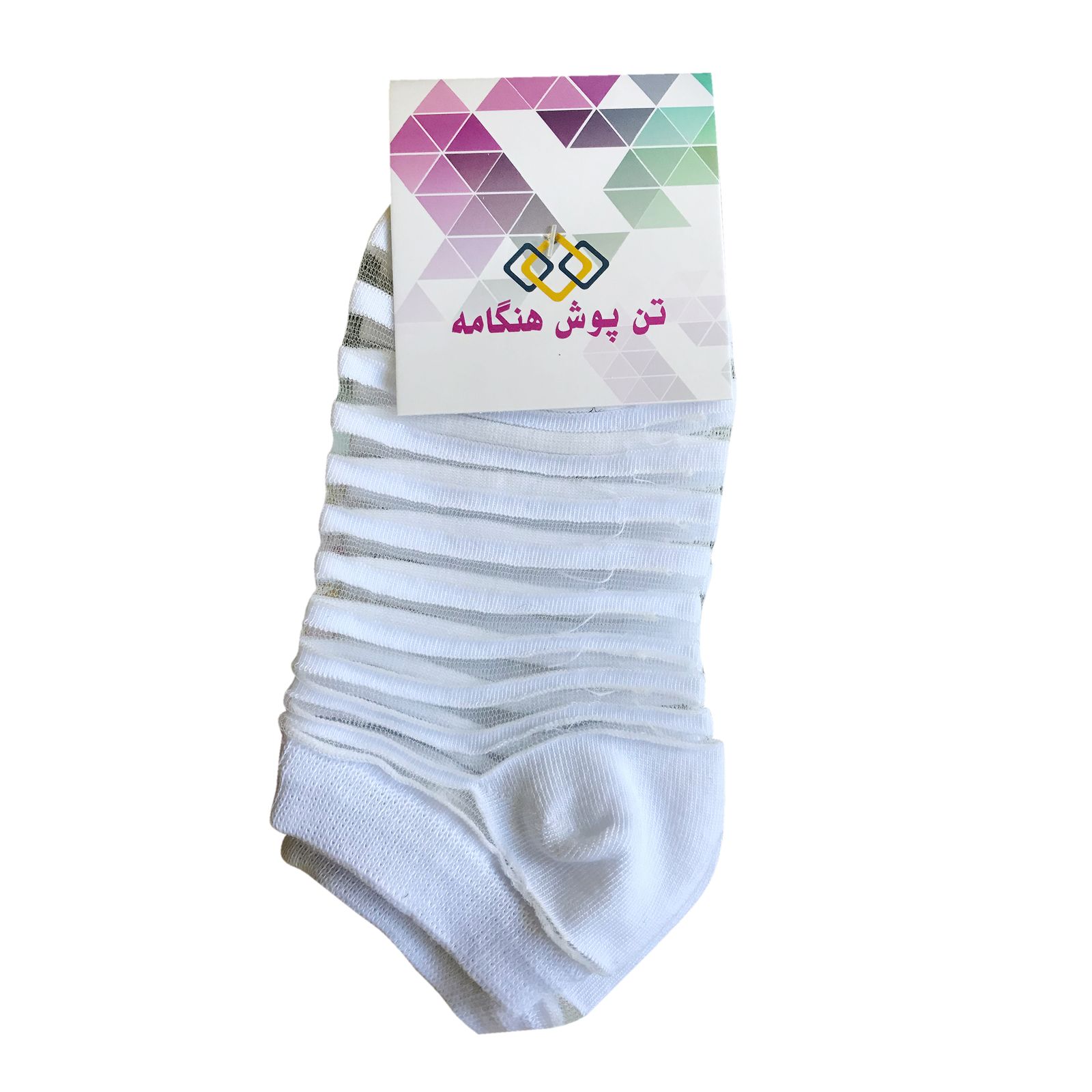 جوراب زنانه تن پوش هنگامه مدل راه راه شیشه ای کد W-001 -  - 2
