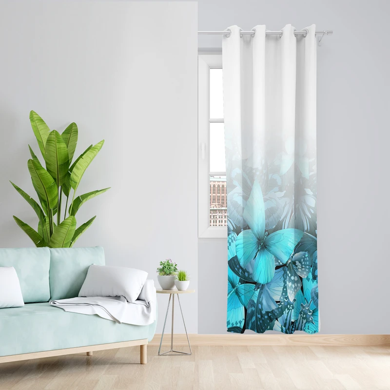 پرده طرح پروانه مدل مخمل پانچی کد L 1024R Z سایز 140x200 سانتی متر