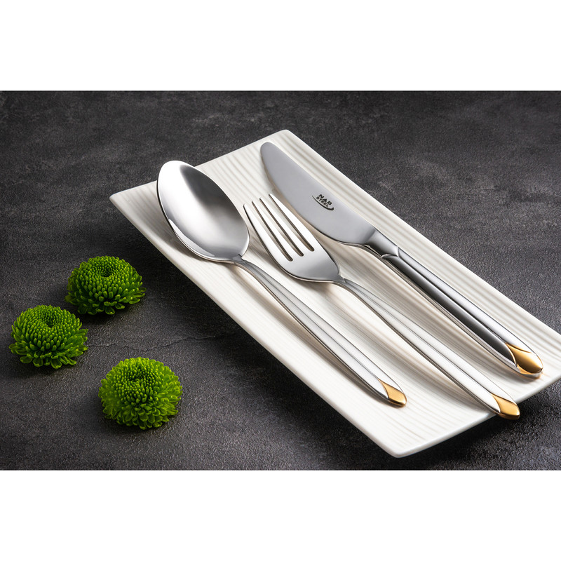سرویس قاشق و چنگال 12 پارچه ناب استیل مدل پالرمو طلایی