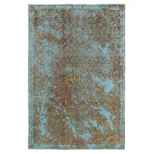 فرش دستبافت رنگ شده دو و نیم متری طرح وینتیج کد 535665