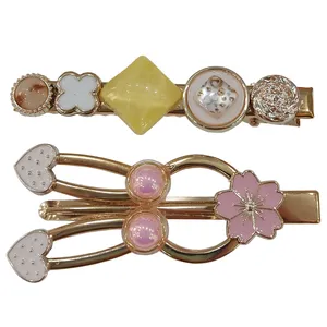 گیره مو زنانه مدل مجلسی نگین دار فلزی خرگوشی بسته 2 عددی