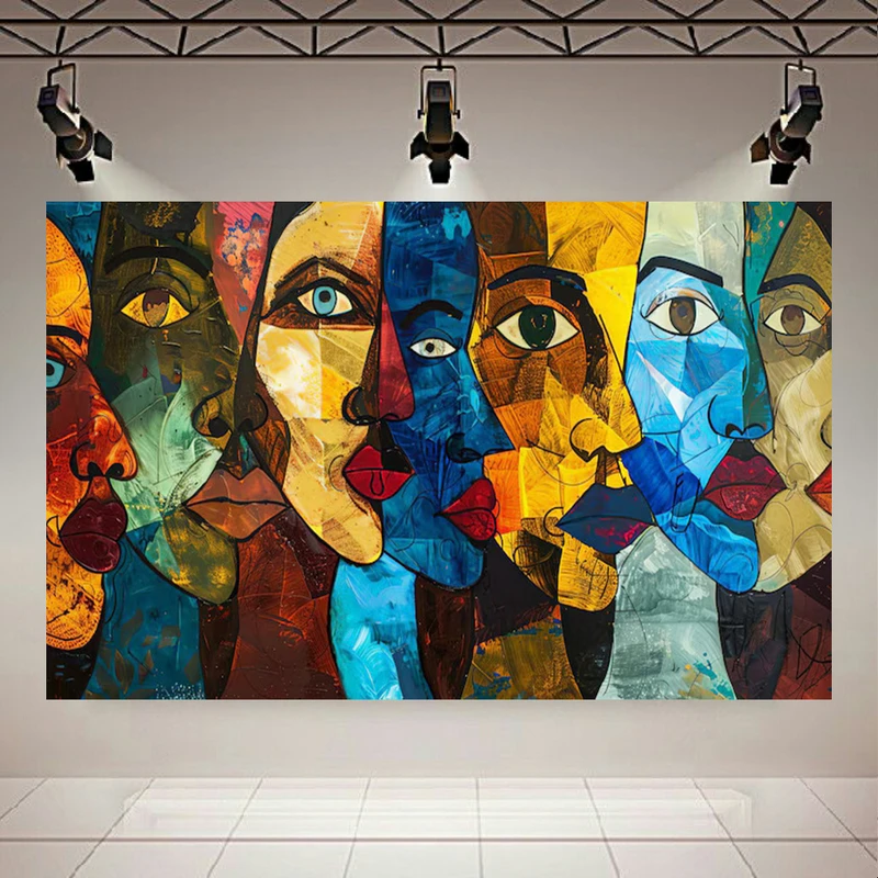 تابلو بوم طرح مخمل انتراعی مدل تنوع انسانی کد AR3058427