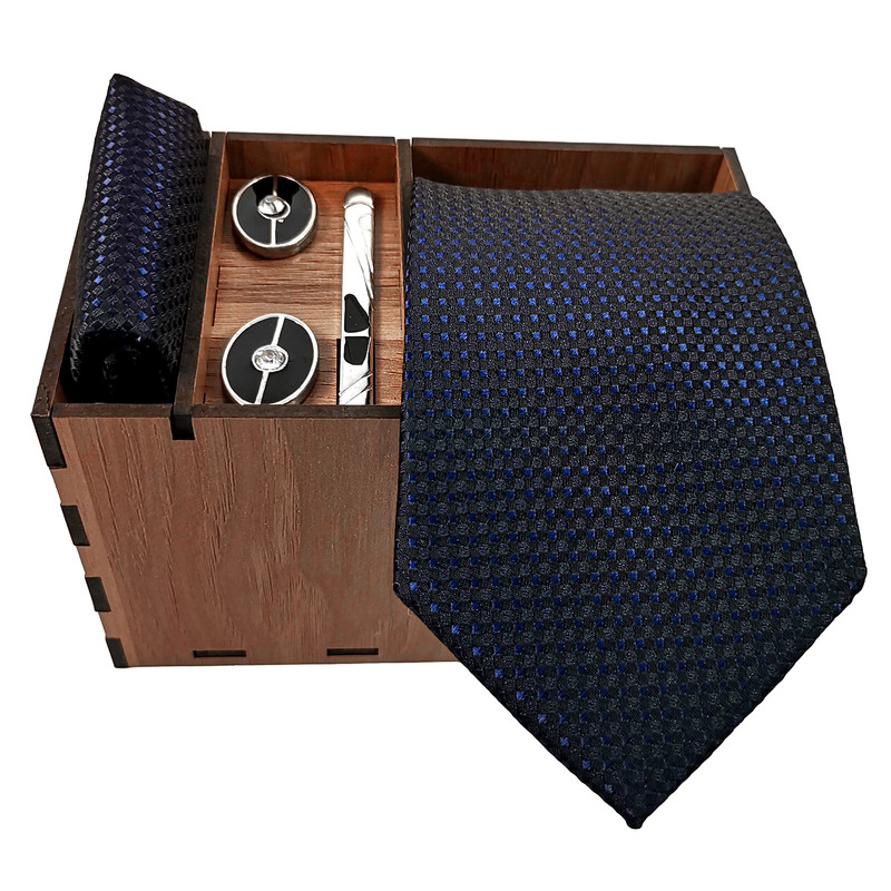 ست کراوات و دستمال جیب و دکمه سردست و گیره کراوات مردانه مدل 546