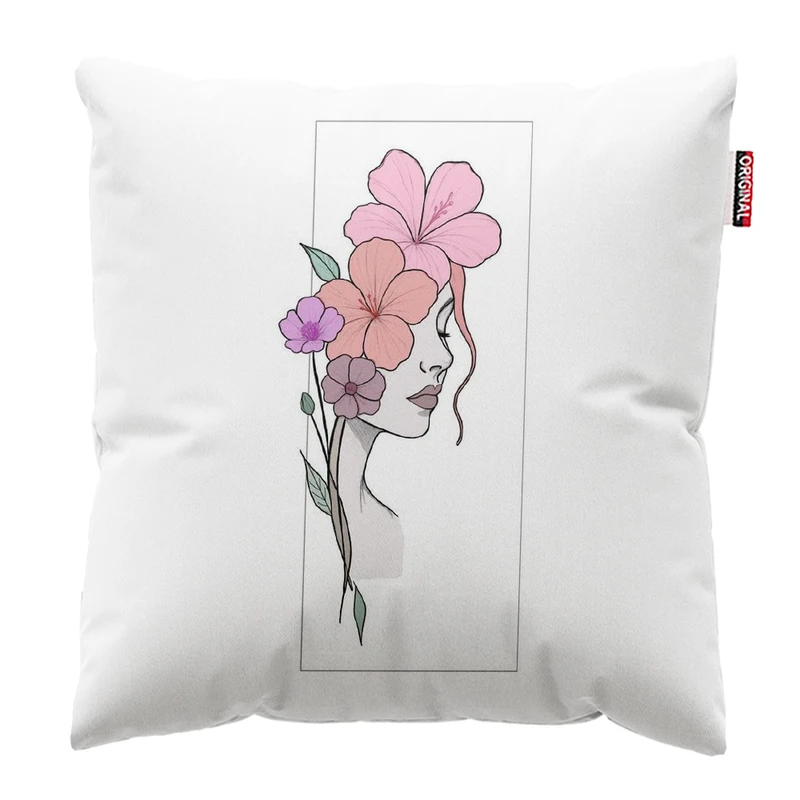 کوسن پاد آفرین مدل زن و گل سایز 30*30 سانتی متر