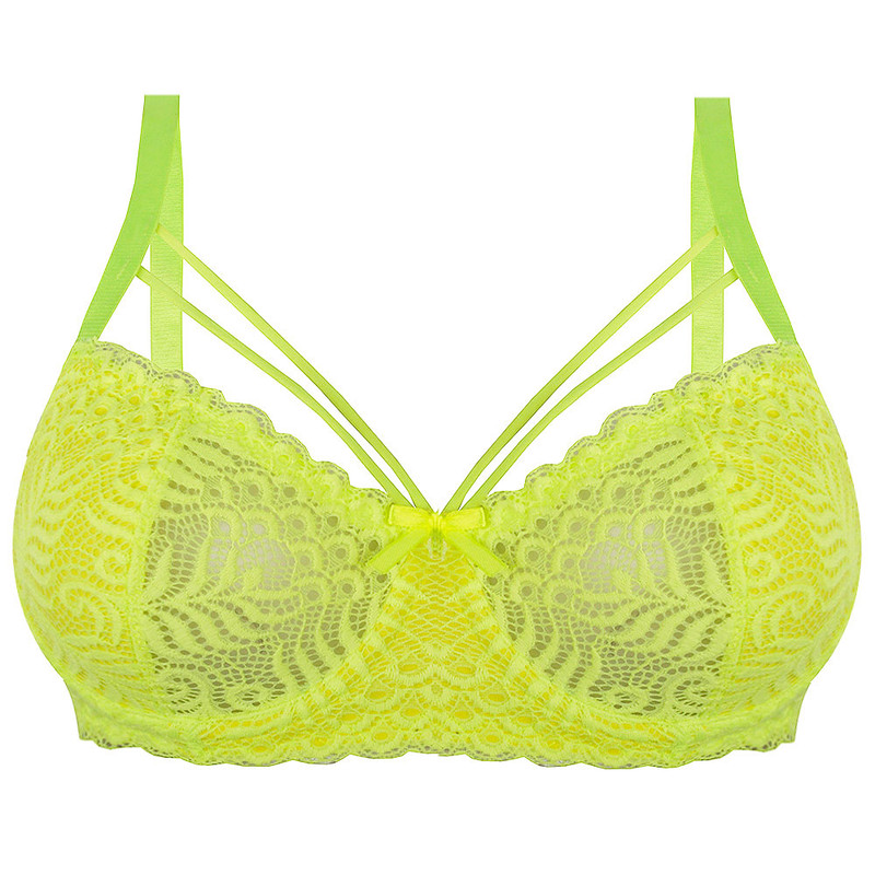 سوتین زنانه پرجامدا مدل 340019055 فنردار گیپور رنگ سبز فسفری