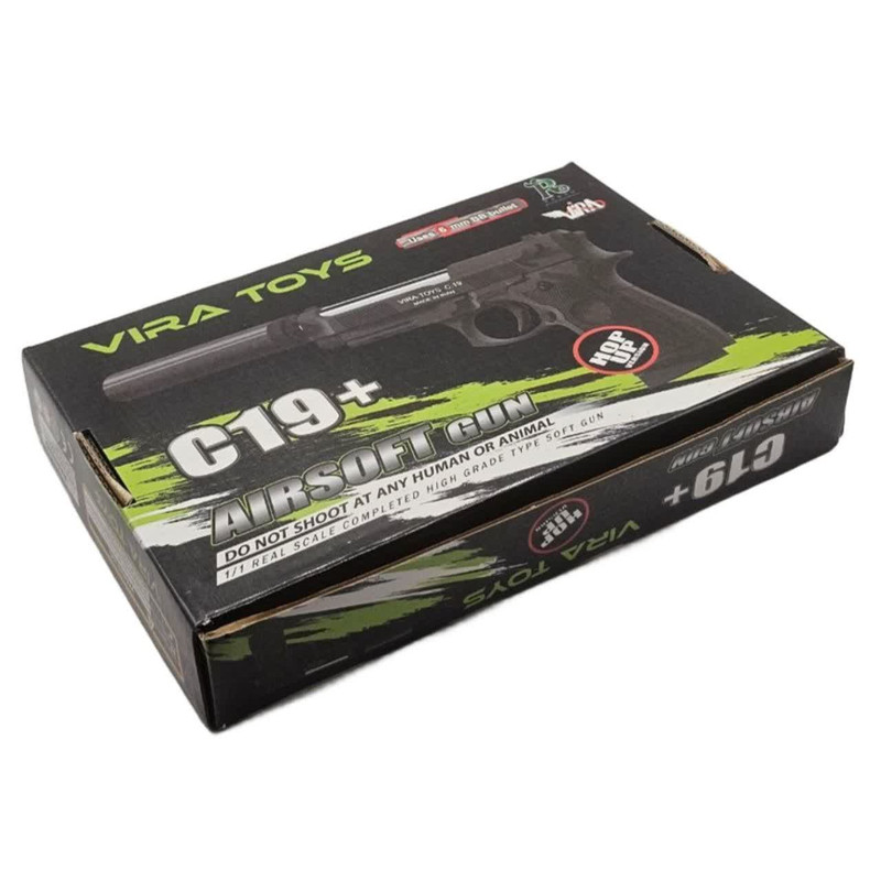 تفنگ بازی ناب سل مدل کلت خشاب خور C19 کد AIRSOFT GUN C19 مناسب برای نوجوانان