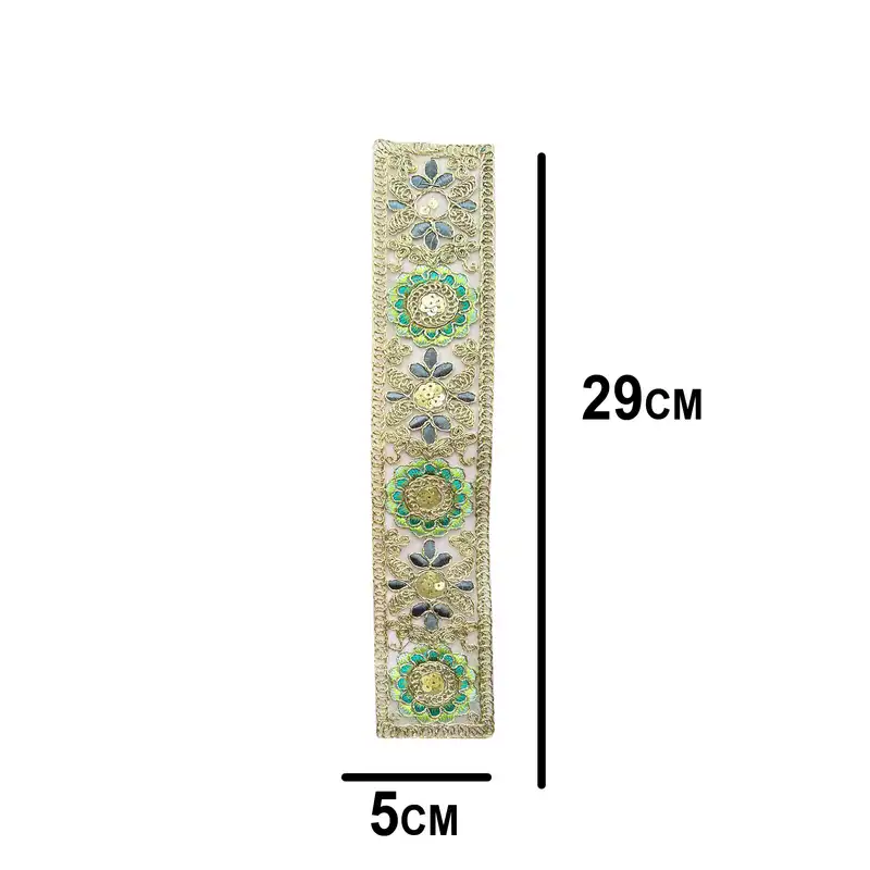 یراق مدل یقه و آستین آماده طرح گل سیکا کد 2 مجموعه 3 عددی