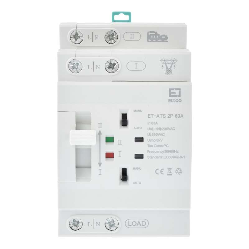 سوییچ انتقال خودکار اتکو مدل دوگانه قدرت 63 آمپرکد ET-ATS-2P-63A