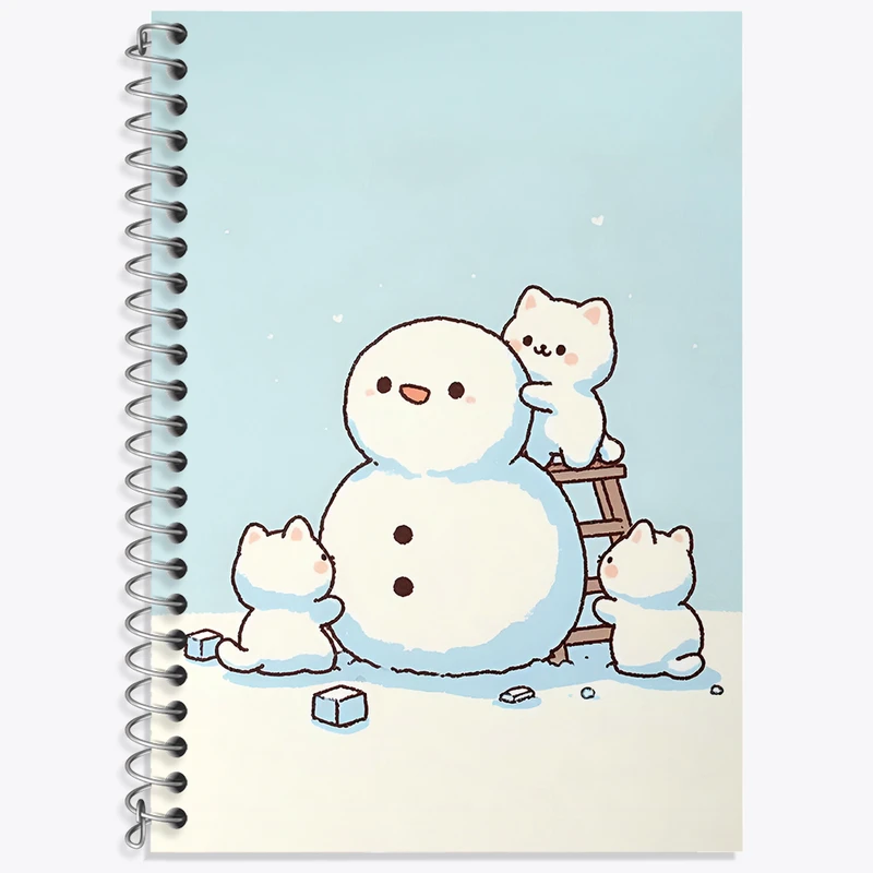 دفتر زبان 50 برگ خندالو مدل سه خط طرح گربه و آدم برفی کد N5085