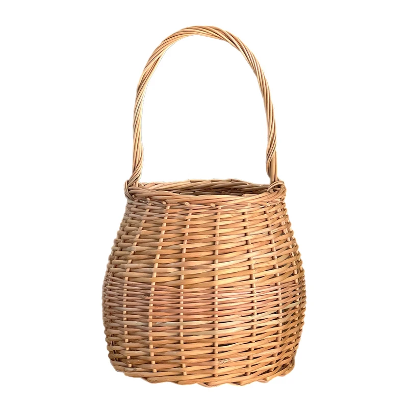 سبد حصیری مدل دسته دار طرح گلابی